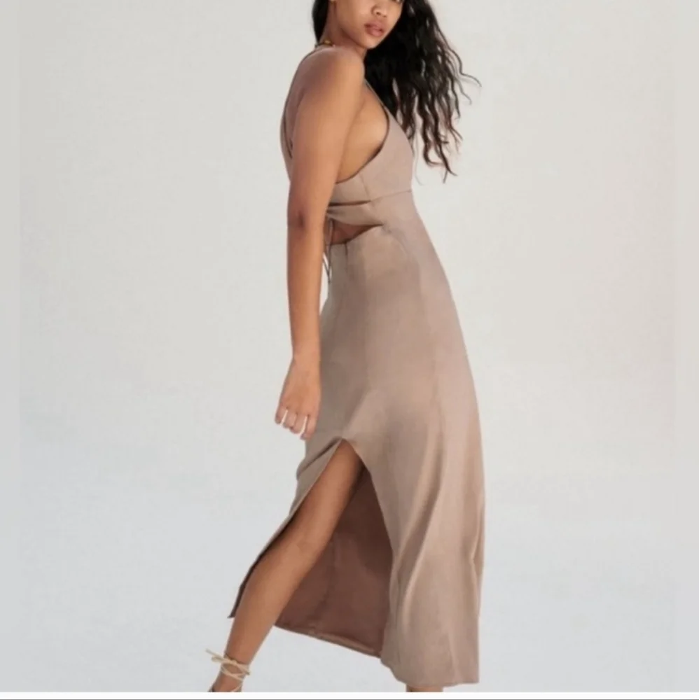 Zara Linen Blend Open Back Long Dress